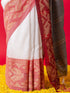 White Ghoomar Ganga Yamuna Cotton Saree with Blouse Fabric