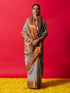 Kansya Grey Temple Saree with Blouse Fabric