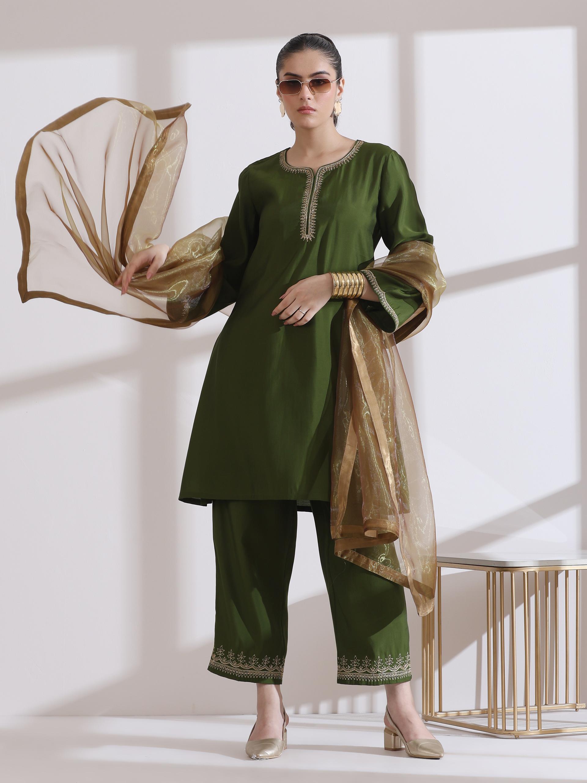 1 Pc Dupatta - Golden Dual Shade Glass Tissue Dupatta