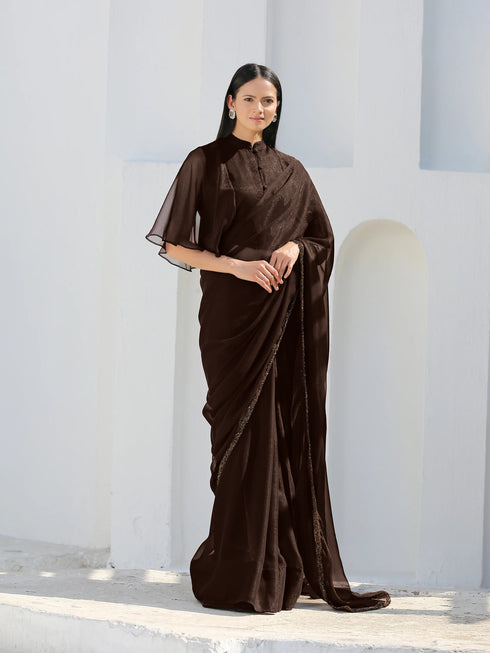 SET | Chocolate Shimmer Saree + Blouse
