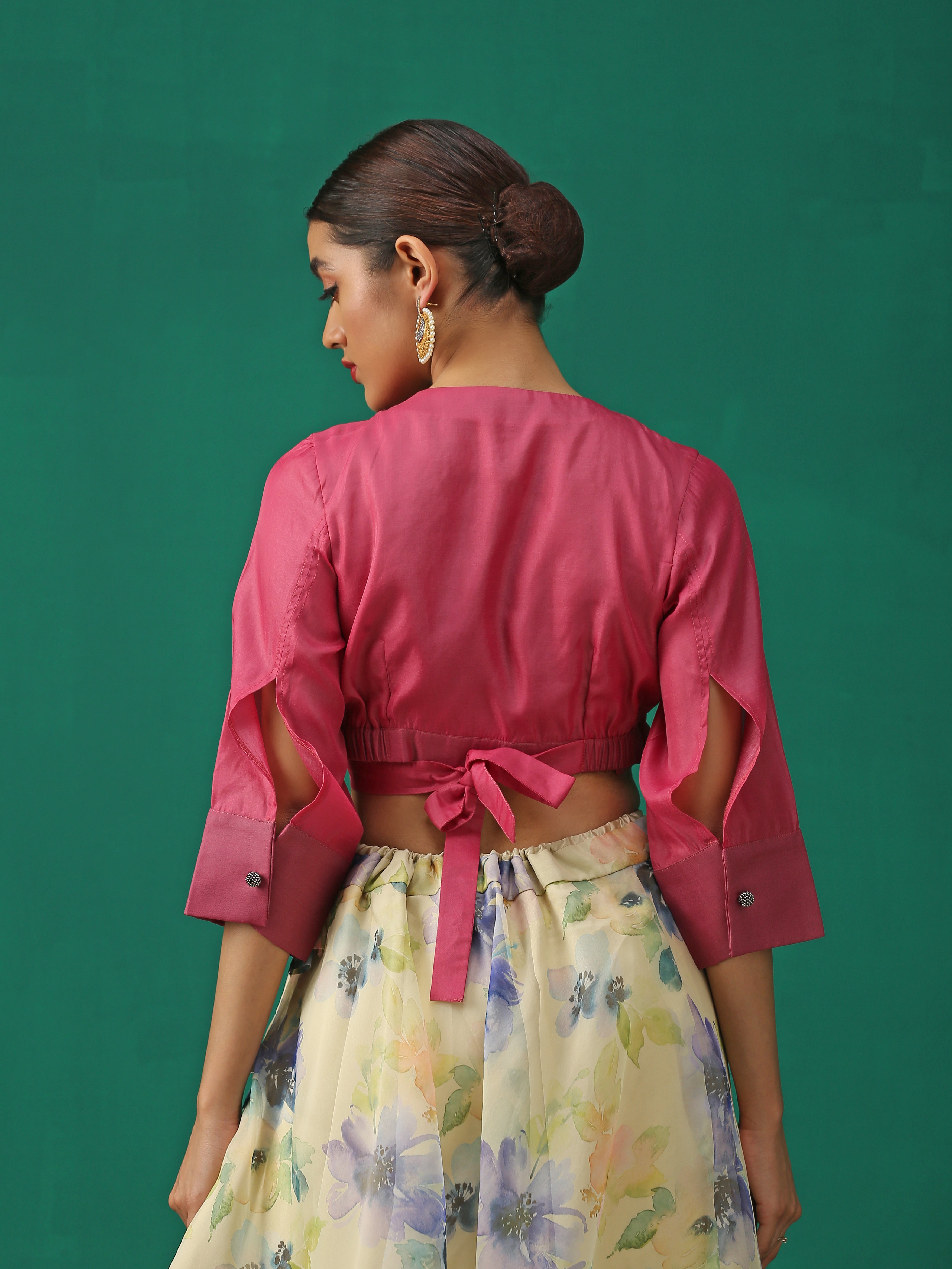 Pink Mousse Wrap Blouse