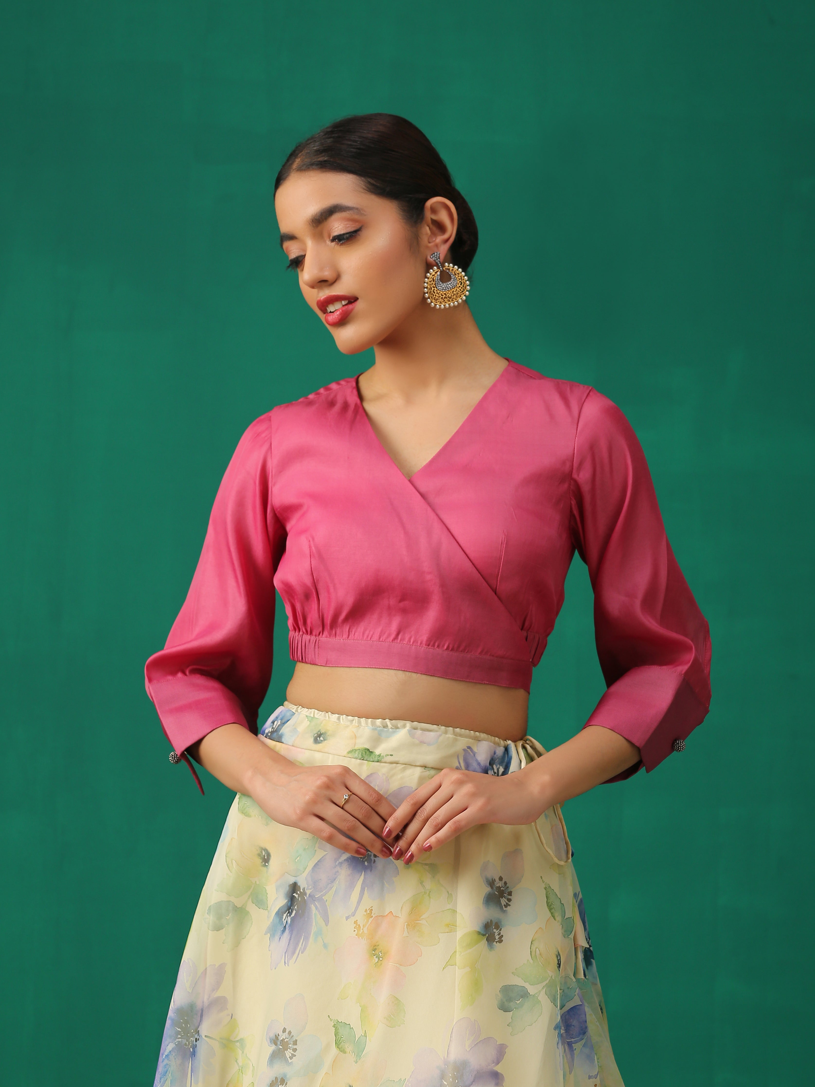 Pink Mousse Wrap Blouse