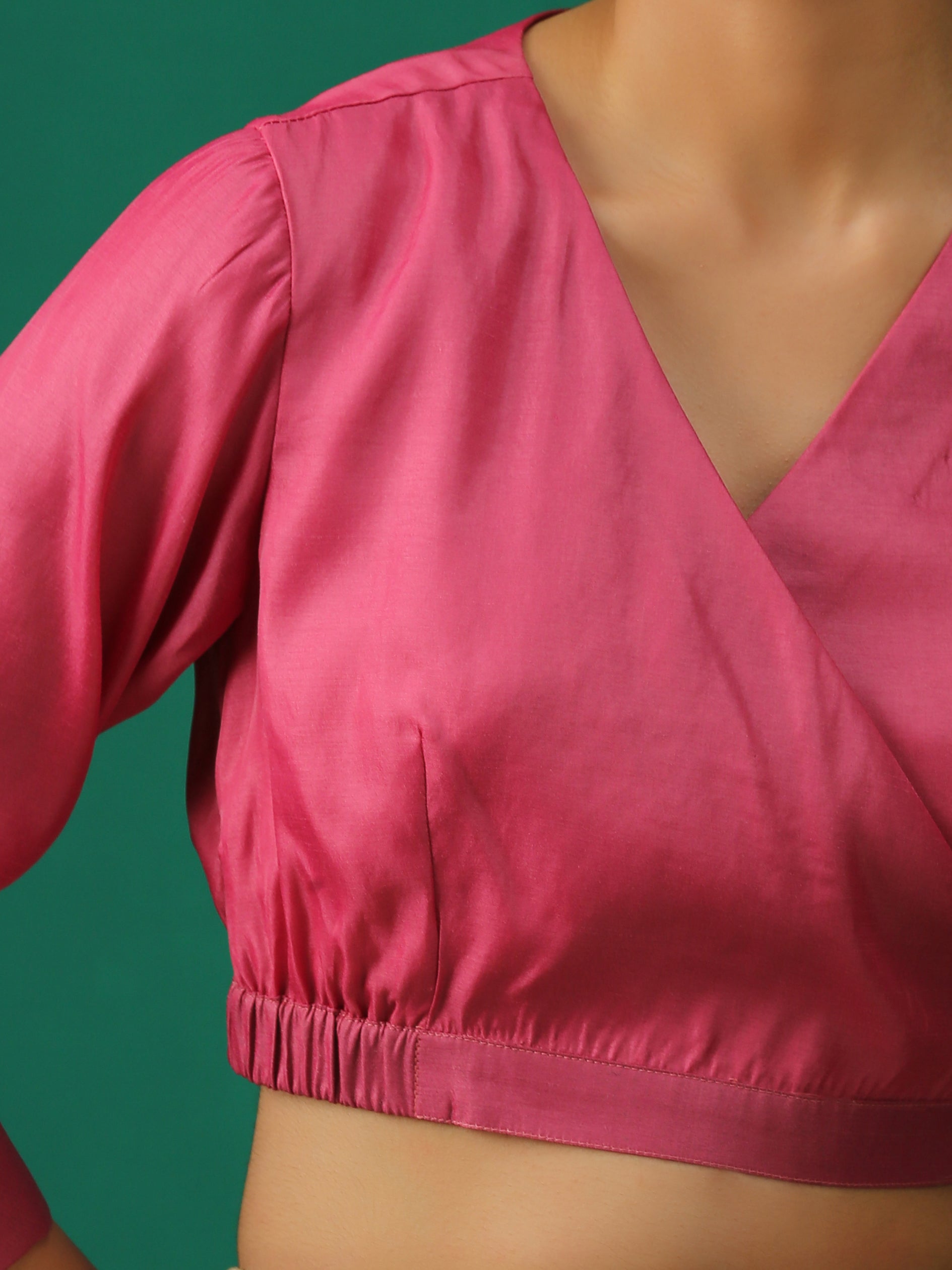 Pink Mousse Wrap Blouse