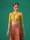 Mustard Kundan appliques Short Sleeve Blouse