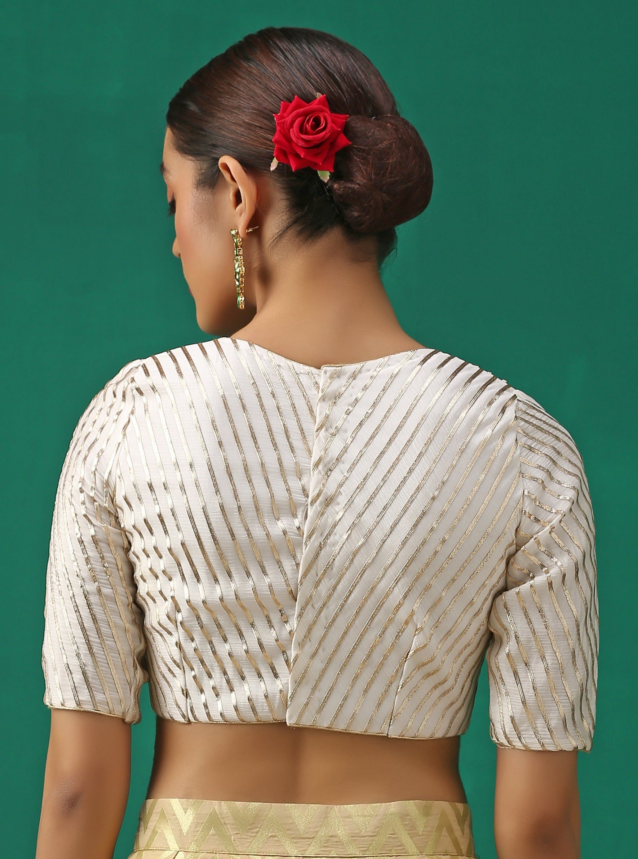 Royalty White & Gold Stripped Blouse