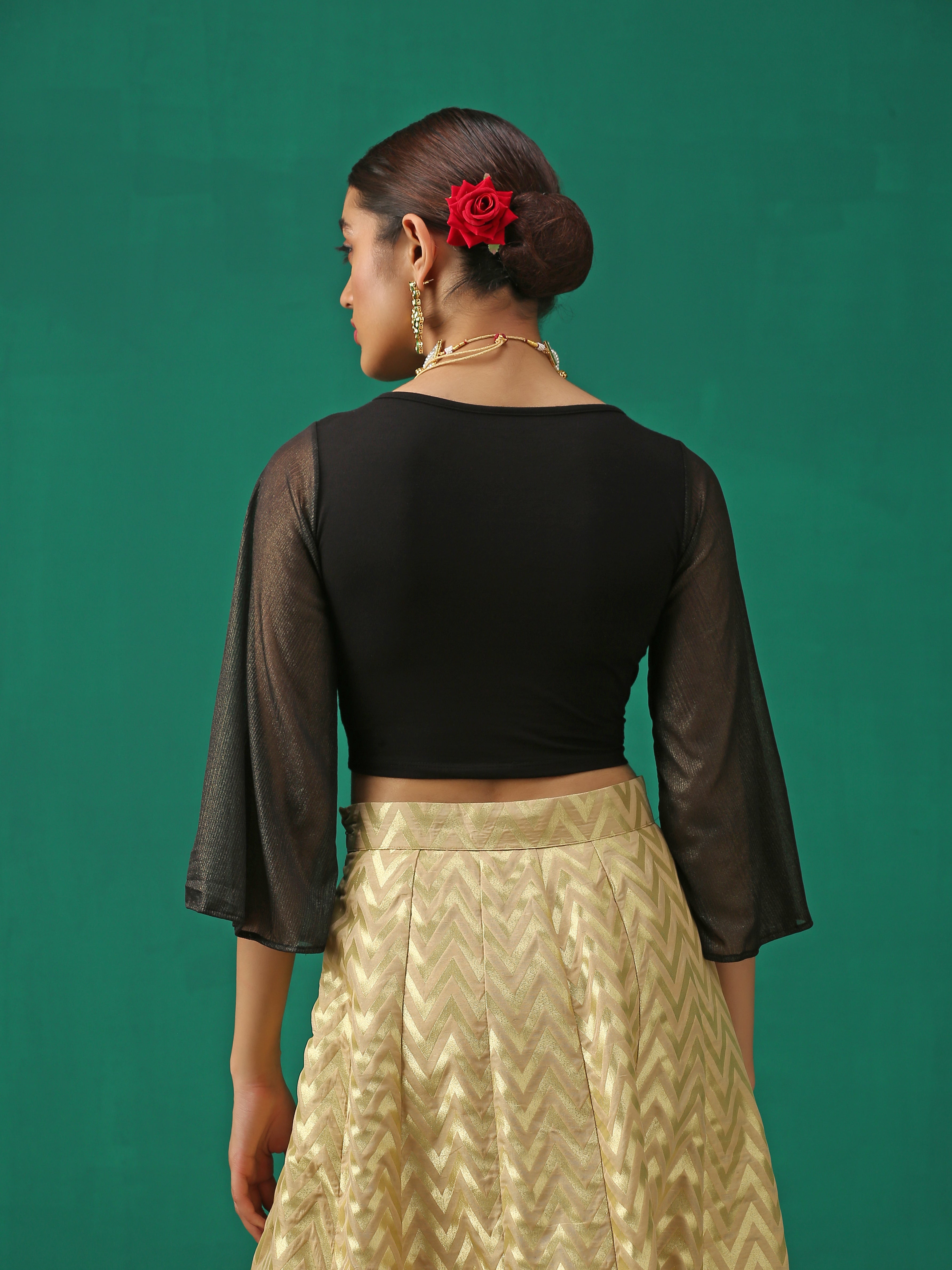 Black Knit Peep Blouse