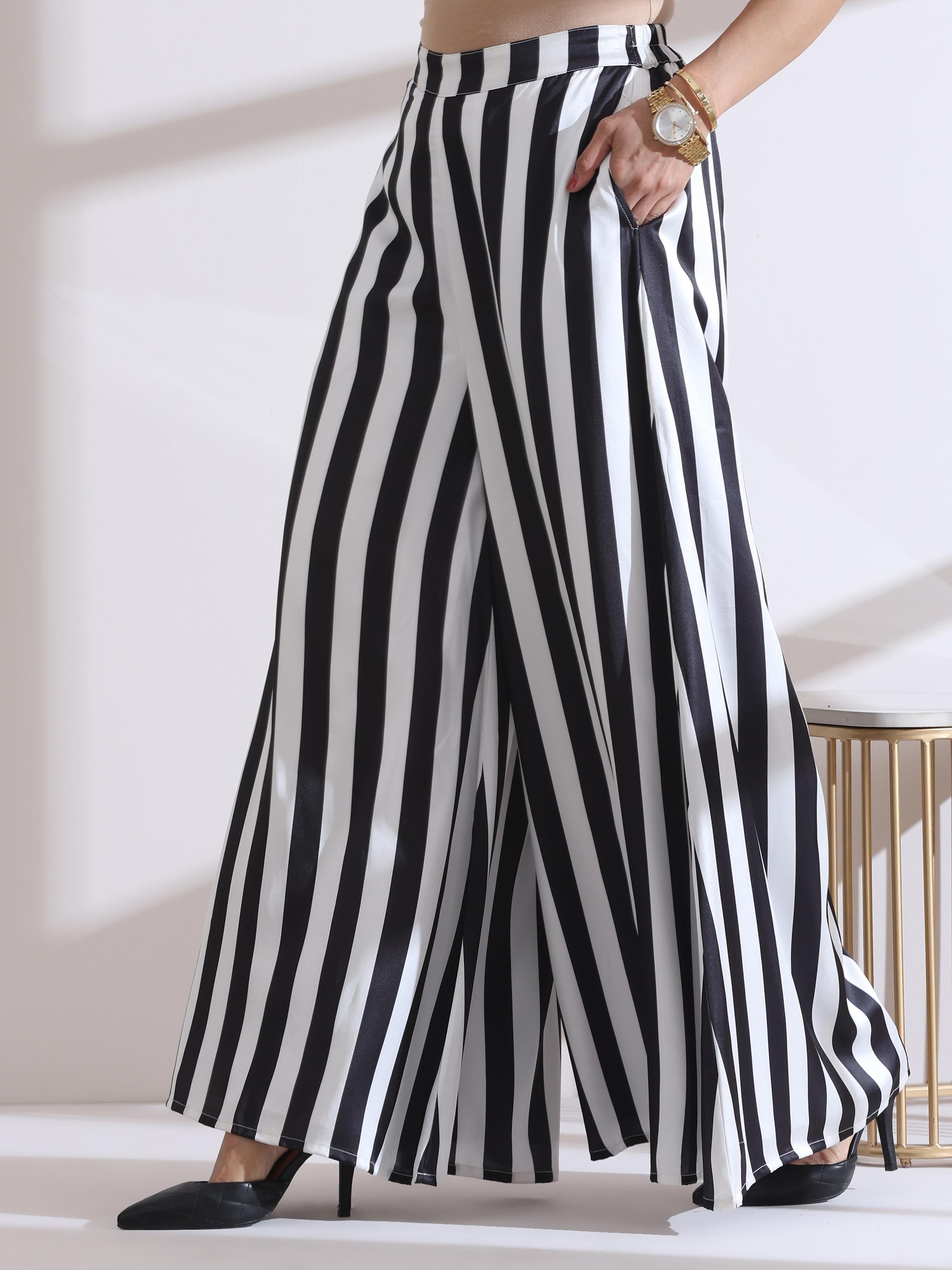 1 Pc Satin Zebra Stripe Palazzo Pant