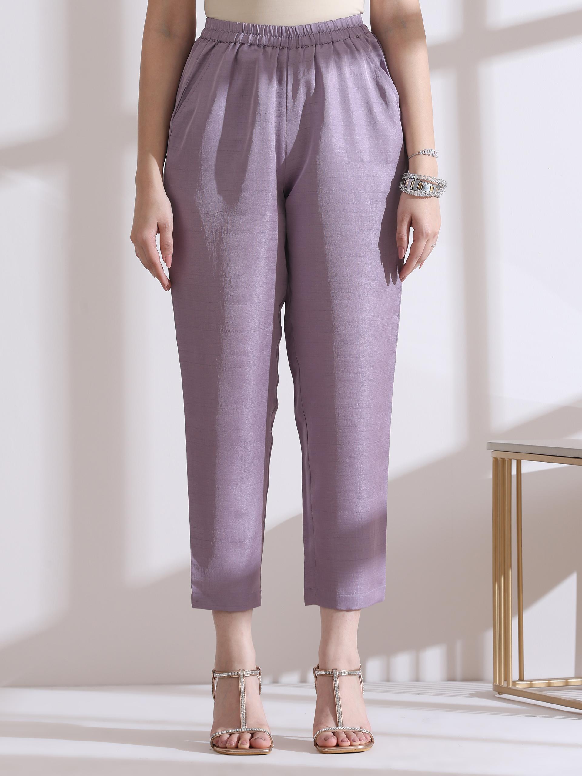 2 Pc Set - Prf'T Lux Lilac Beaded Kurta With Pants