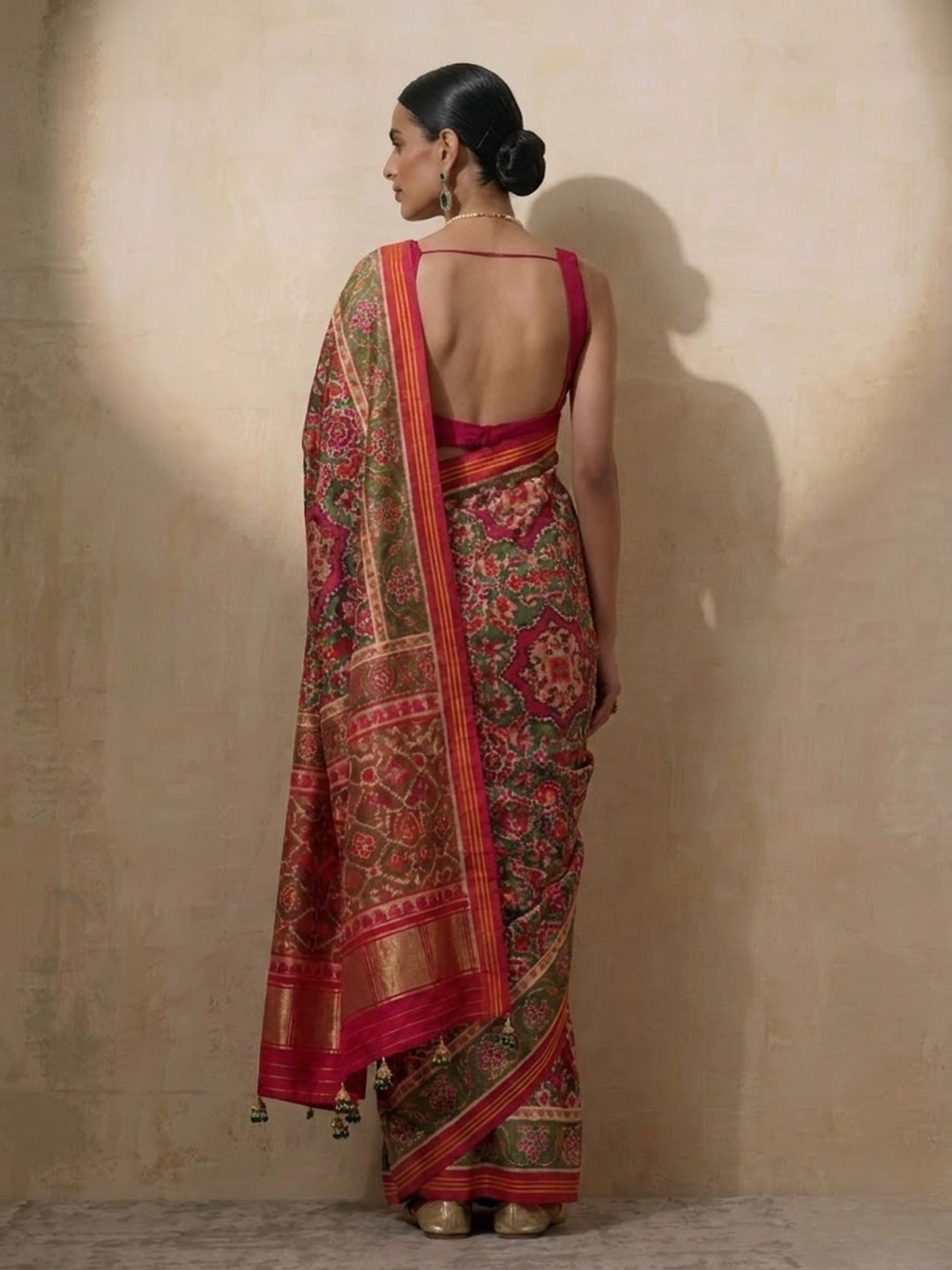 Red Silk patola saree with Self Blouse