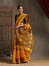 Autumn Yellow & Brown Cotton Saree with Blouse fabric