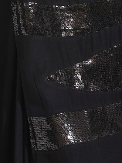 Black Red Carpet Look Saree with Black Sequins Patch work