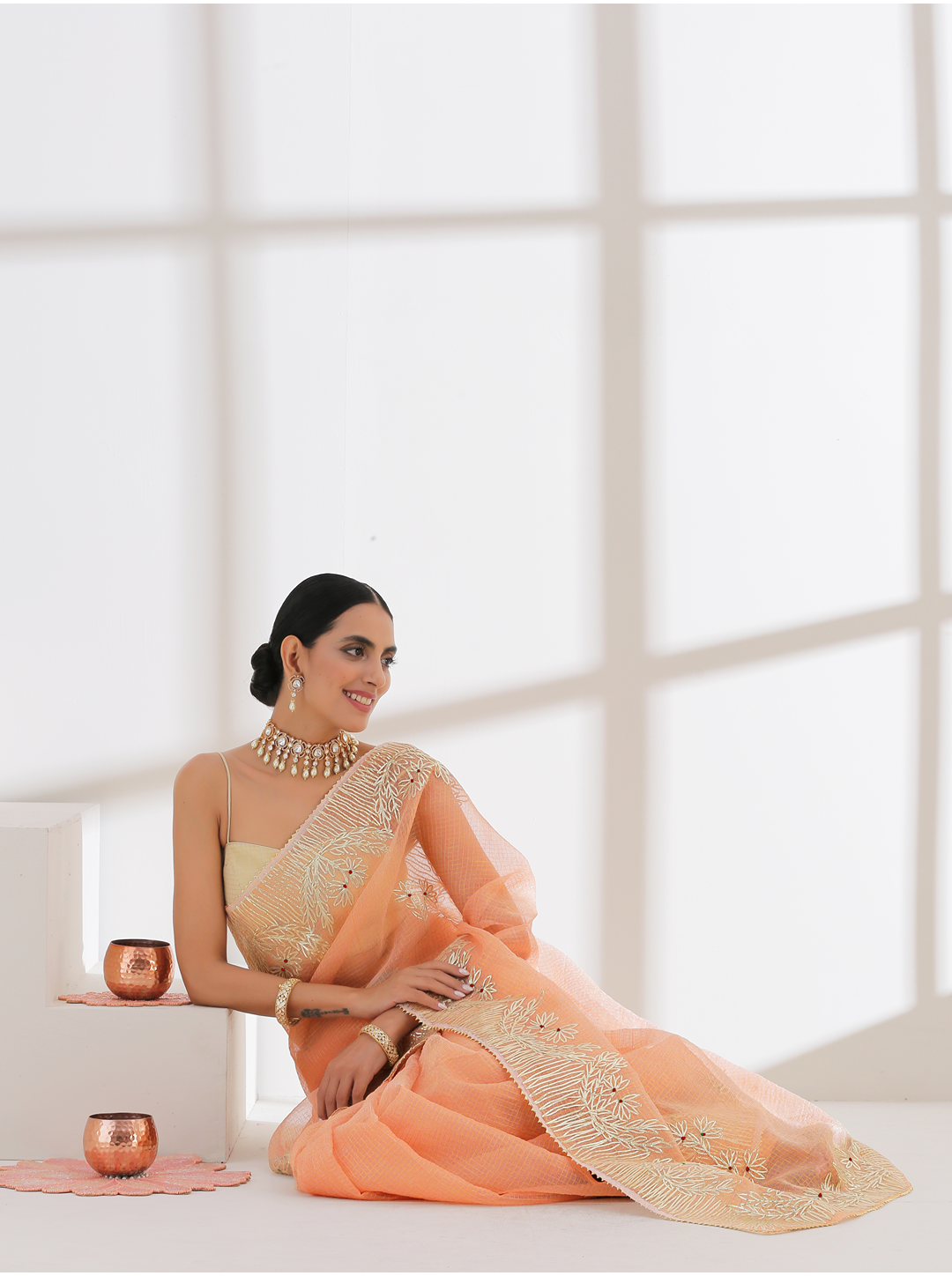 Leaf Gotta Patti Hand Work Kota Saree