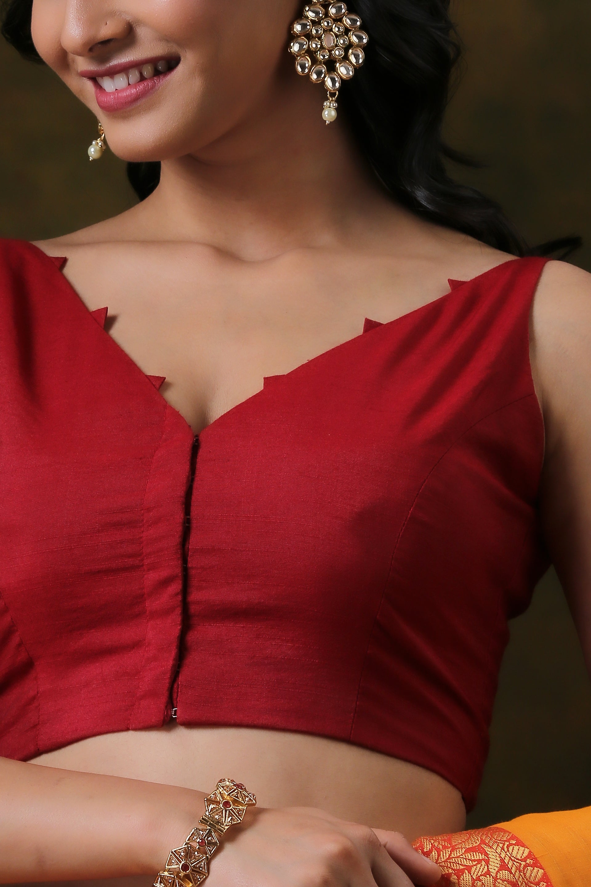 Blouse -Darling Maroon V neck Sleeveless Blouse