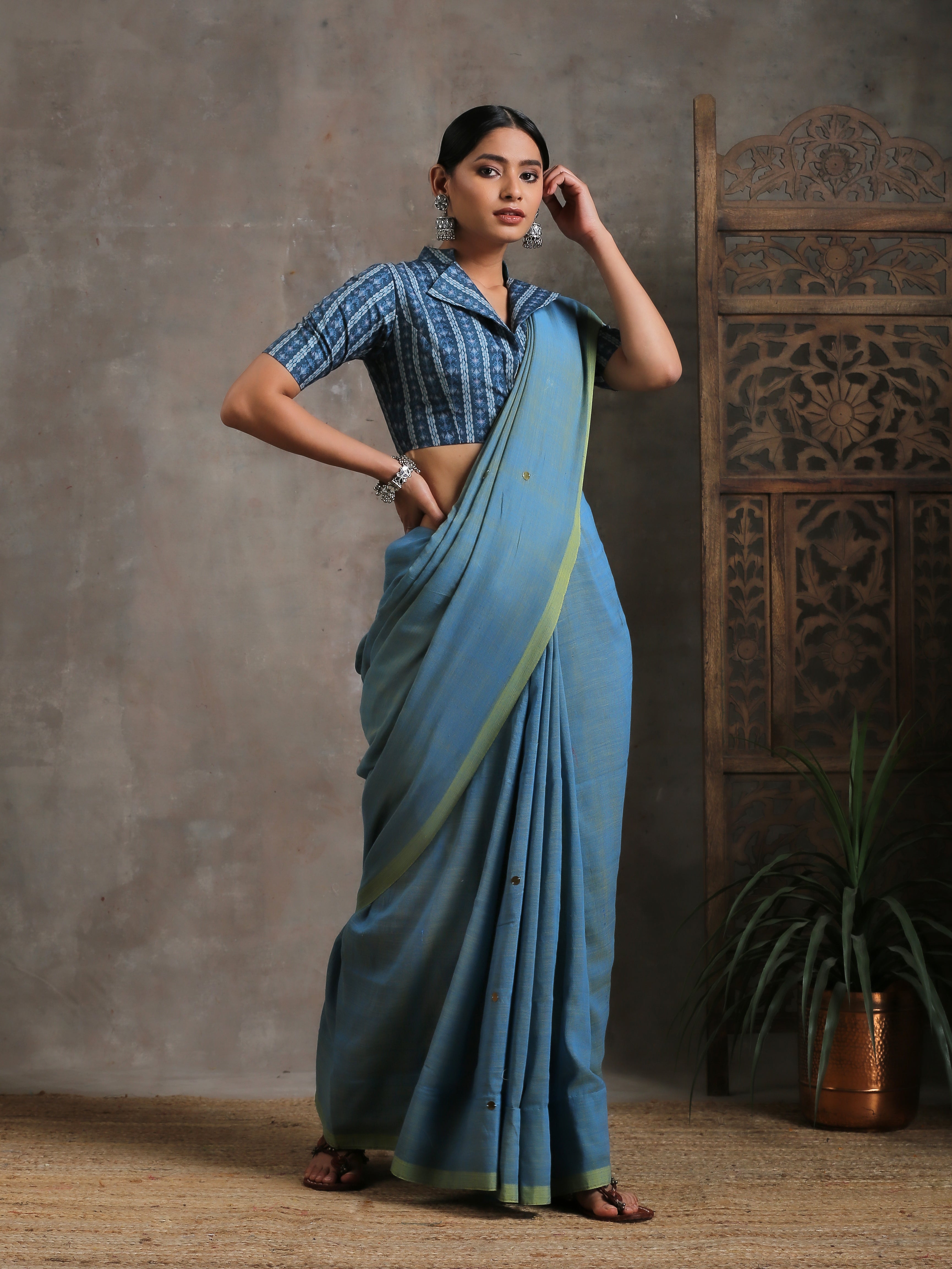 Sky With Stars Cotton Handloom Saree