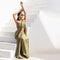Moss Olive Green Dual Shade Satin Saree with Blouse Fabric
