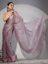 Sparkle in Mauve Pink Sky Shimmer Chiffon Saree with Blouse Fabric