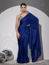 Fire Sapphire Blue Satin Saree with Lace