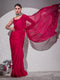 Romantic Crimson Butter Chiffon Saree with Embroidered Blouse Fabric