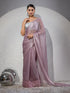 Sparkle in Mauve Pink Sky Shimmer Chiffon Saree with Blouse Fabric