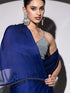 Fire Sapphire Blue Satin Saree with Lace