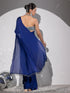 Fire Sapphire Blue Satin Saree with Lace