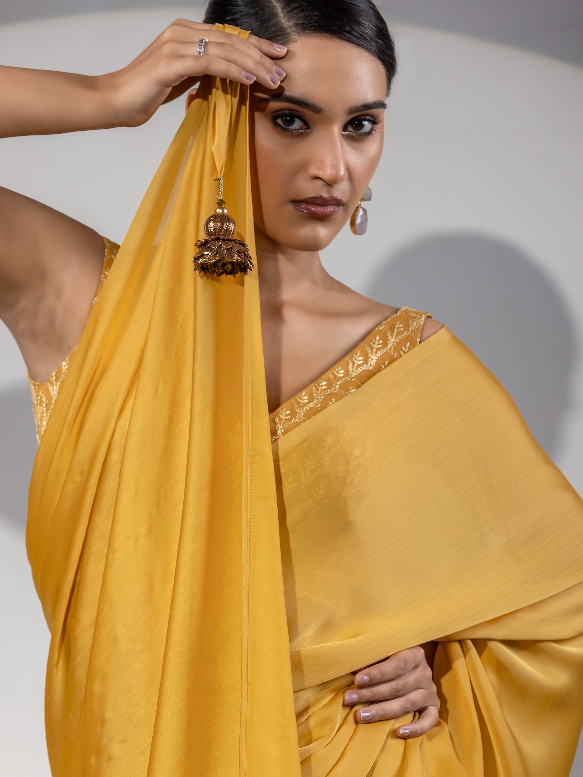 Float in Spring Yellow Butter Chiffon with Embroidered Blouse Fabric