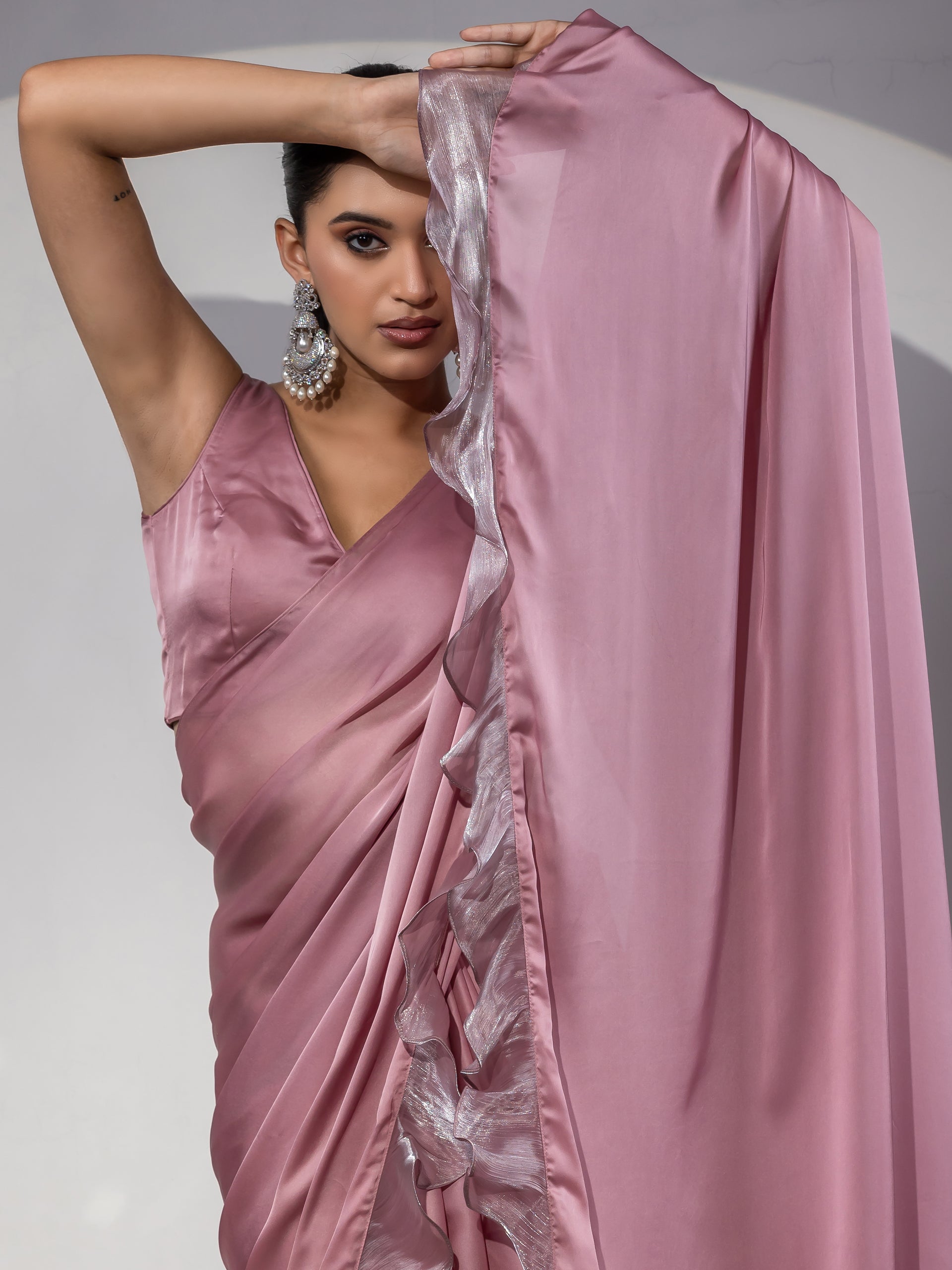 Rise Above Mauve-Pink Ruffle Saree