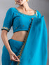 Turquoise Sequin Georgette Saree with Blouse Fabric