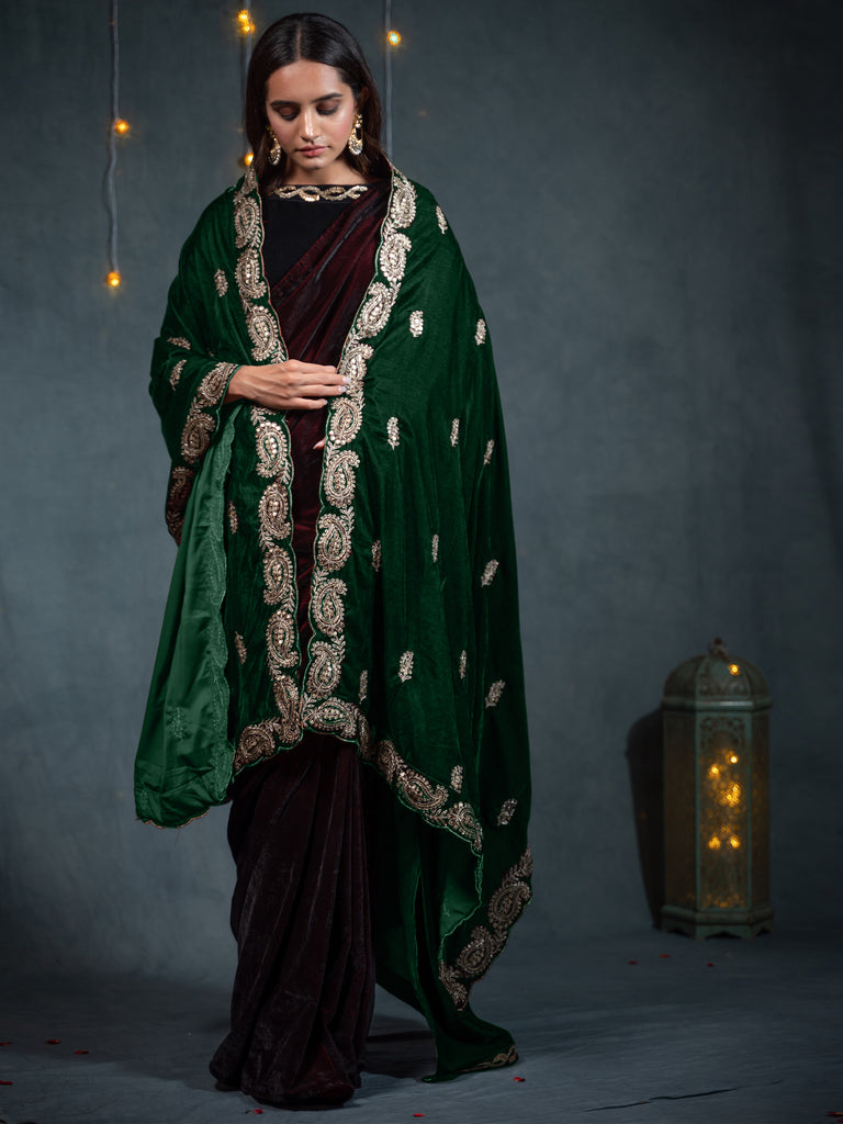 Noel Dual Shade Butter Chiffon Saree with Self Blouse Fabric