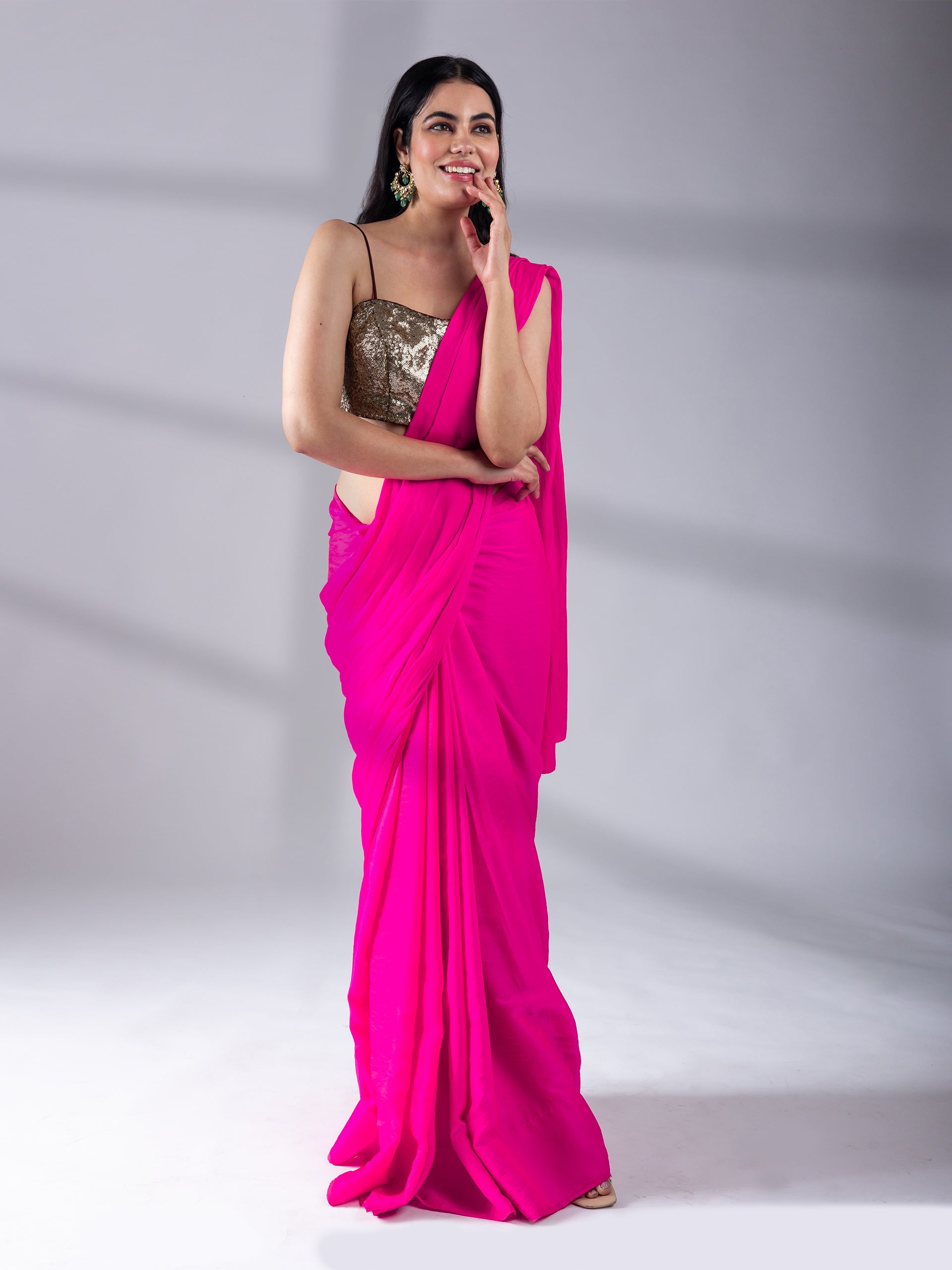 Fuchsia Flush Paradise Satin Saree