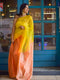 Peach & Yellow handloom Saree with blouse fabric