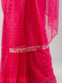 Gold Dots Fuschia Sparkle Organza Saree with Blouse Fabric