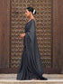 Lead Grey Satin Saree with Lace