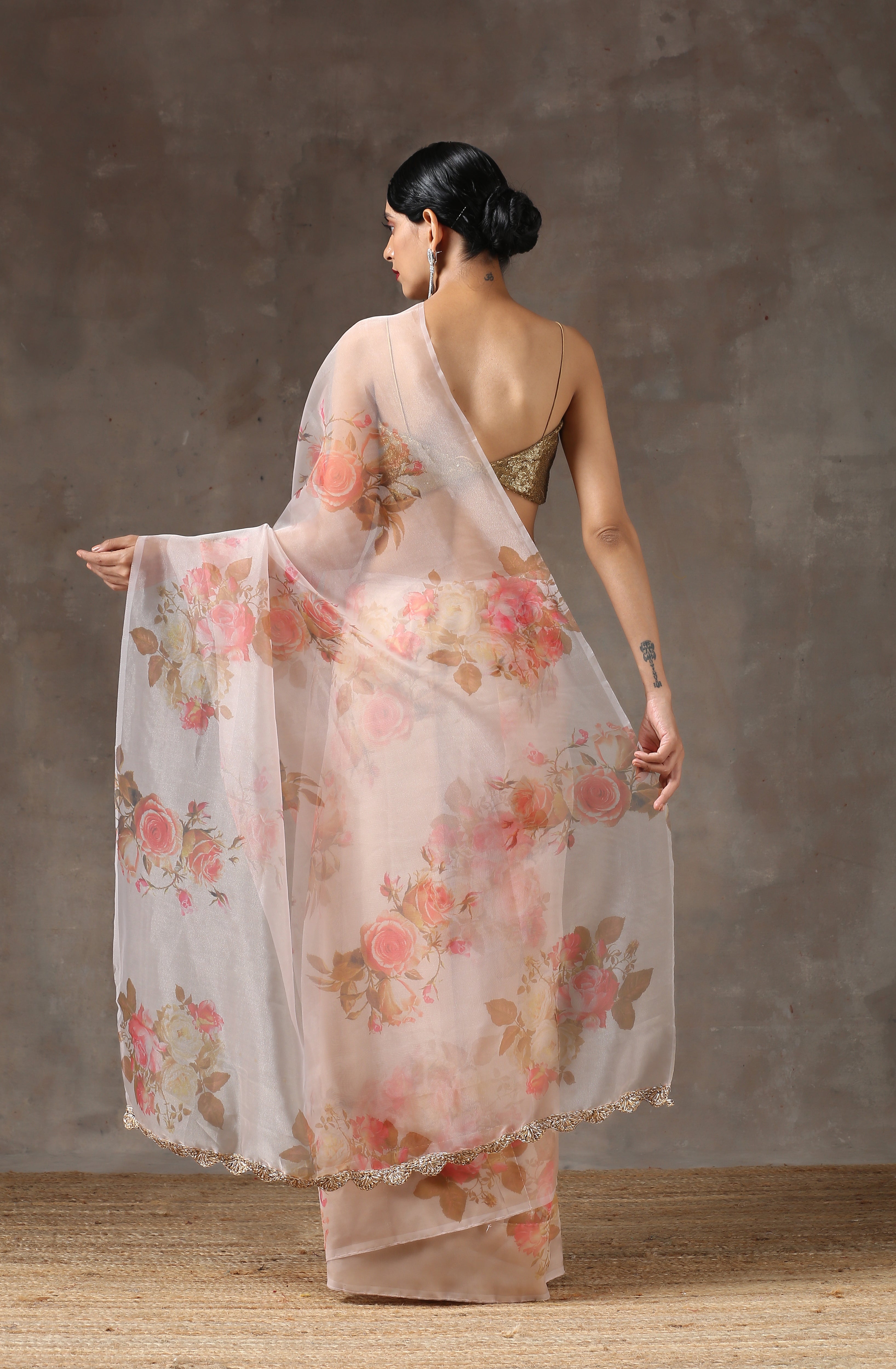Rose Breeze Printed Organza Saree