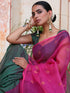 Pink & Green Handloom Chanderi Saree