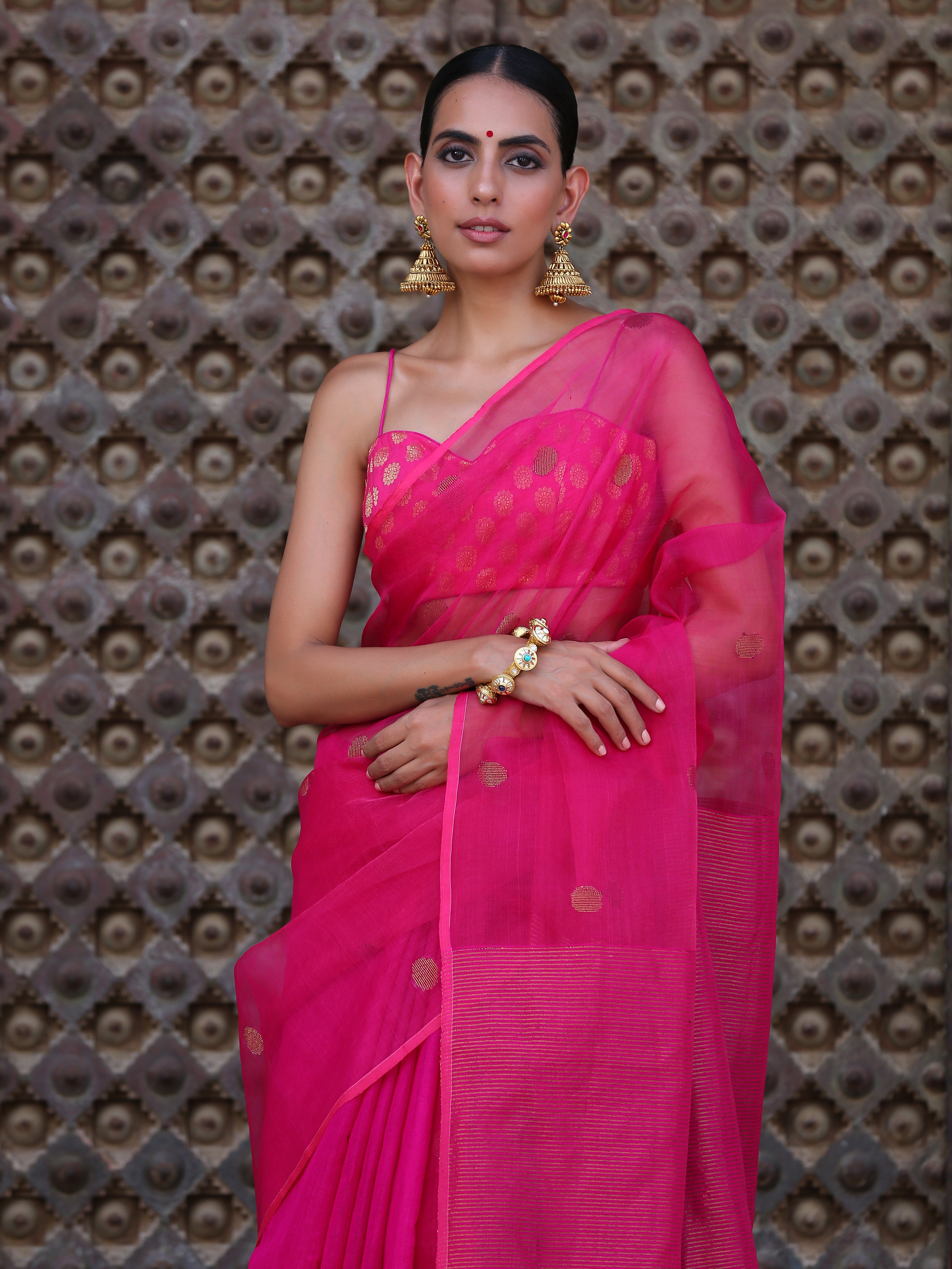 Blouse - Pink Brocade