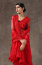 Red Moulin Rouge Net Saree with Embroidery & Scalloping