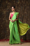Chartreuse Green Paradise Satin Saree