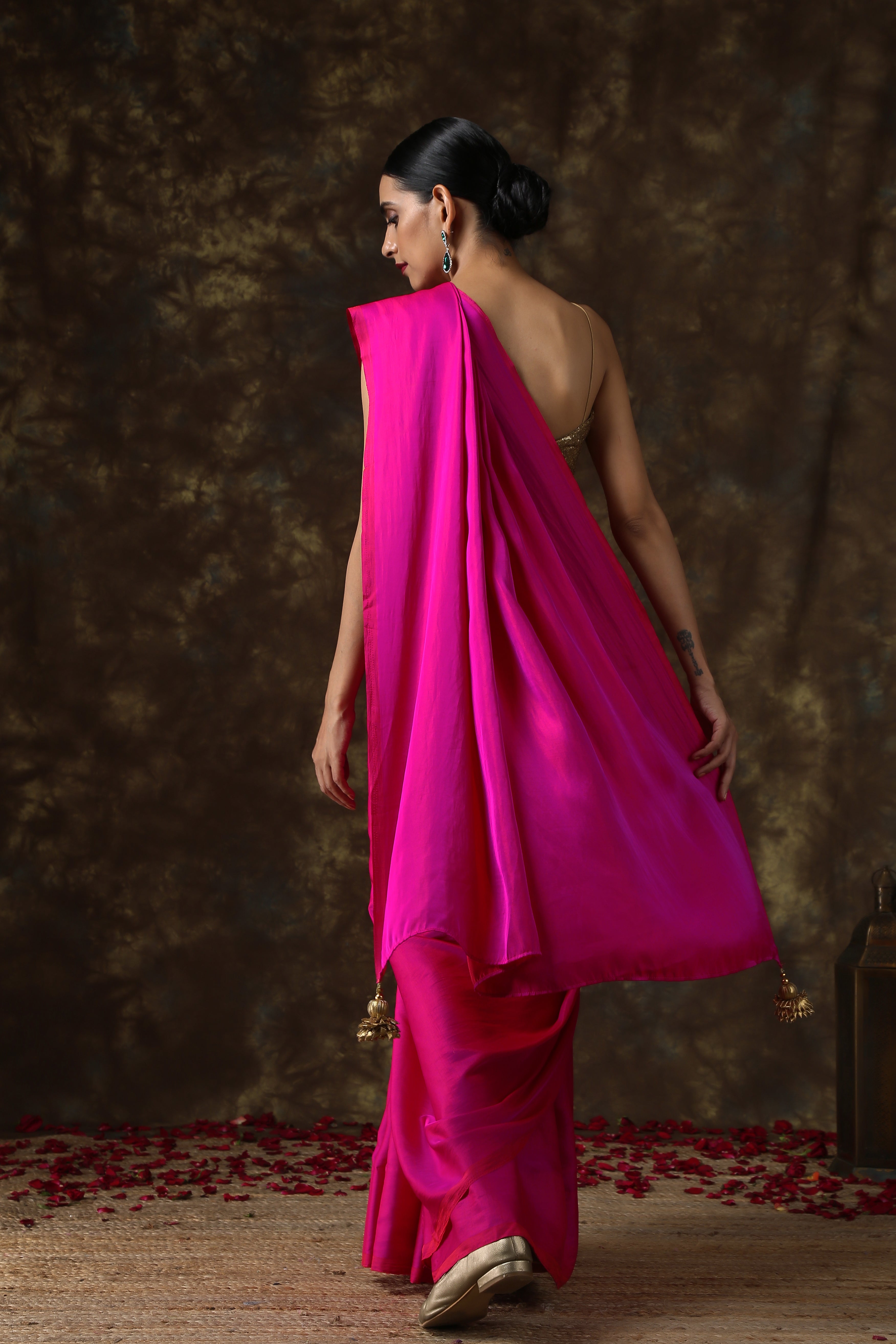 Fuchsia Flush Paradise Satin Saree