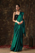 Rich Emerald Green Satin Saree with Bronze Pendants