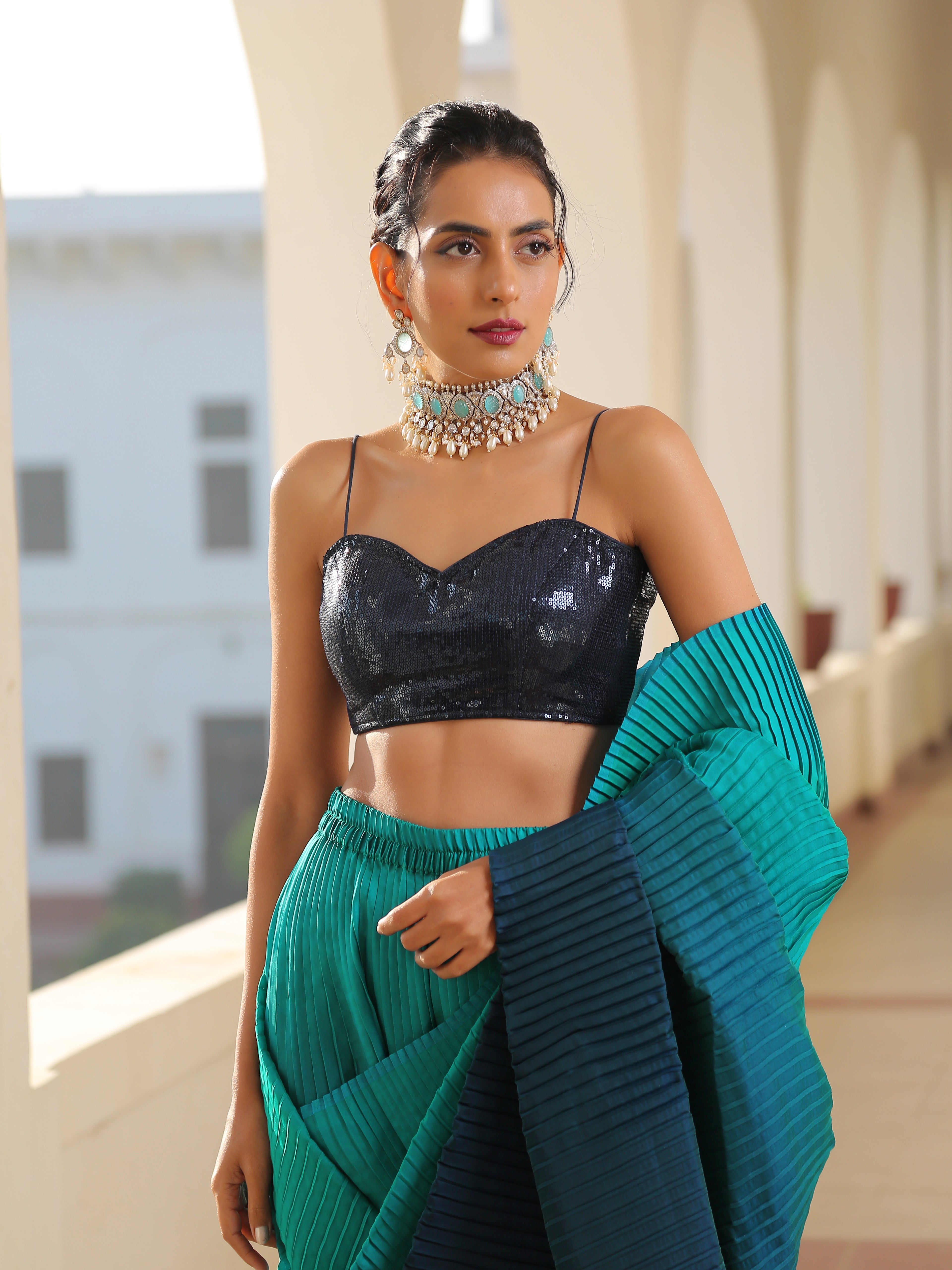 Blouse - Indigo Sequin Bustier