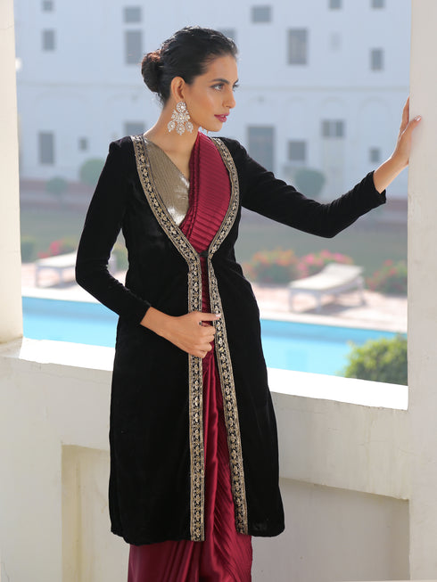 Black Velvet Jacket with Lace