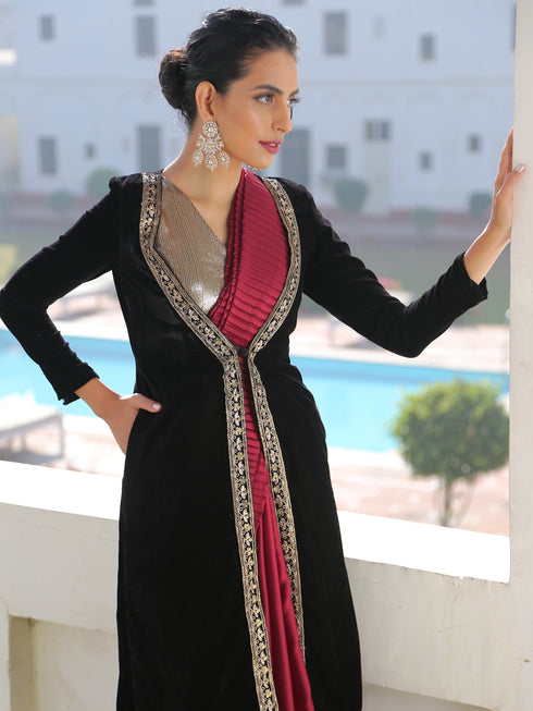 Black Velvet Jacket with Lace