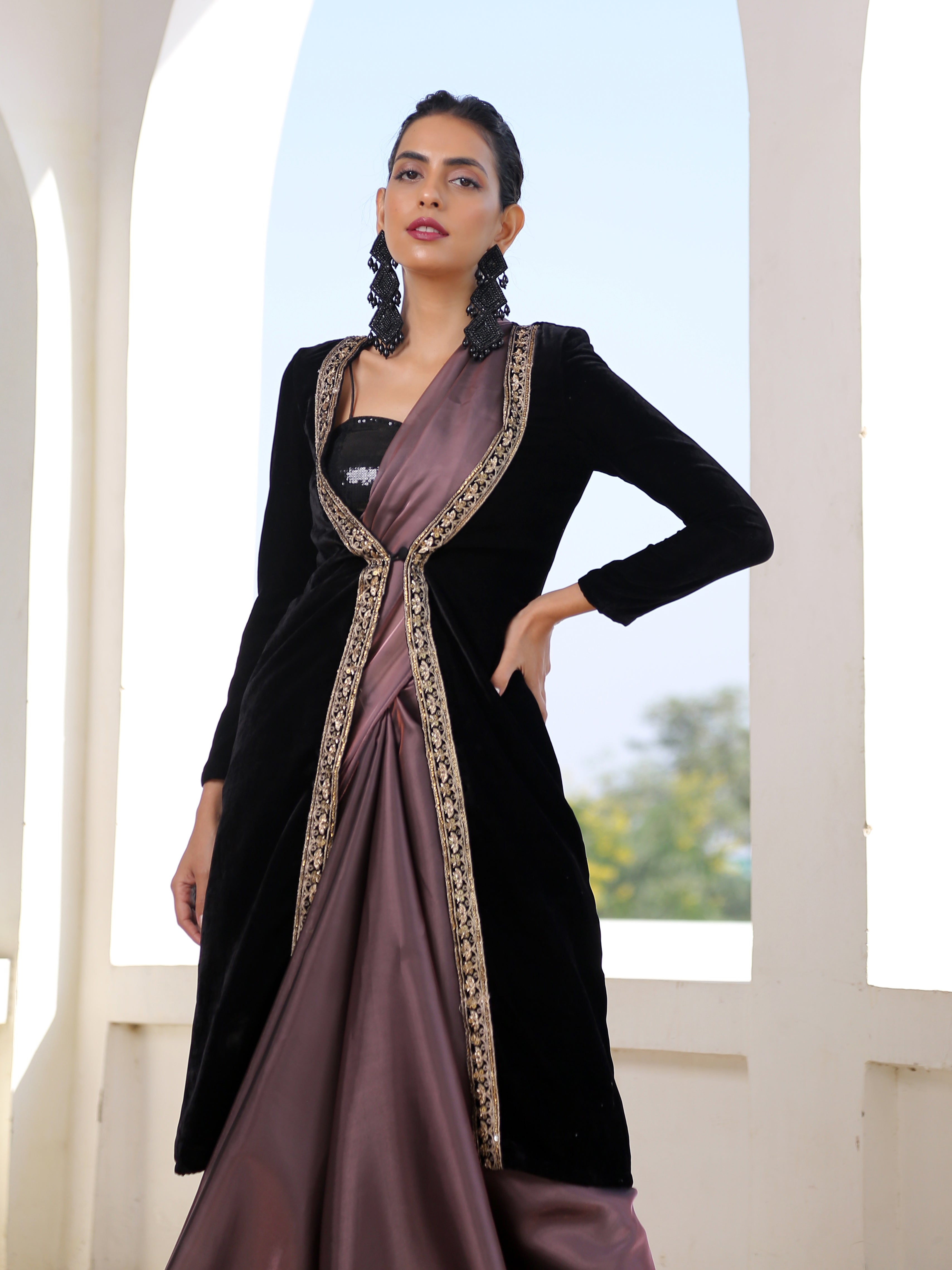 Black Velvet Jacket with Lace
