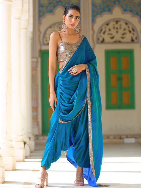 Frosted Patiala Pants Pre-draped Saree
