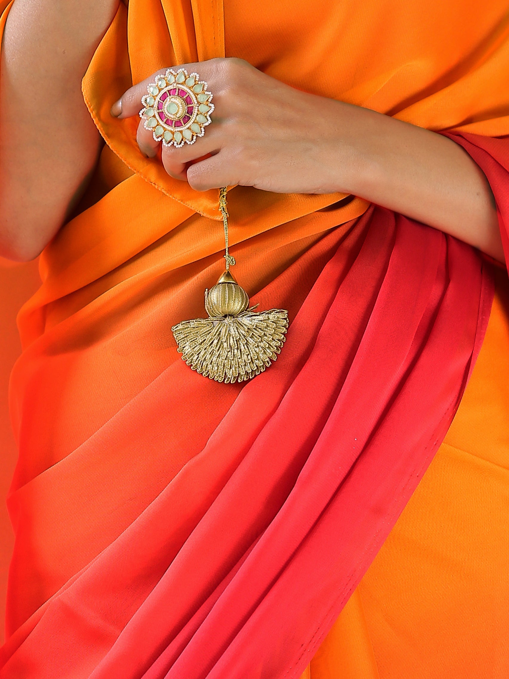 Fire chiffon ombre saree — view 2