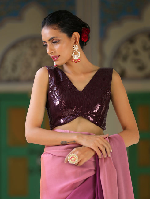 Blouse - Wine Sequin Sleeveless