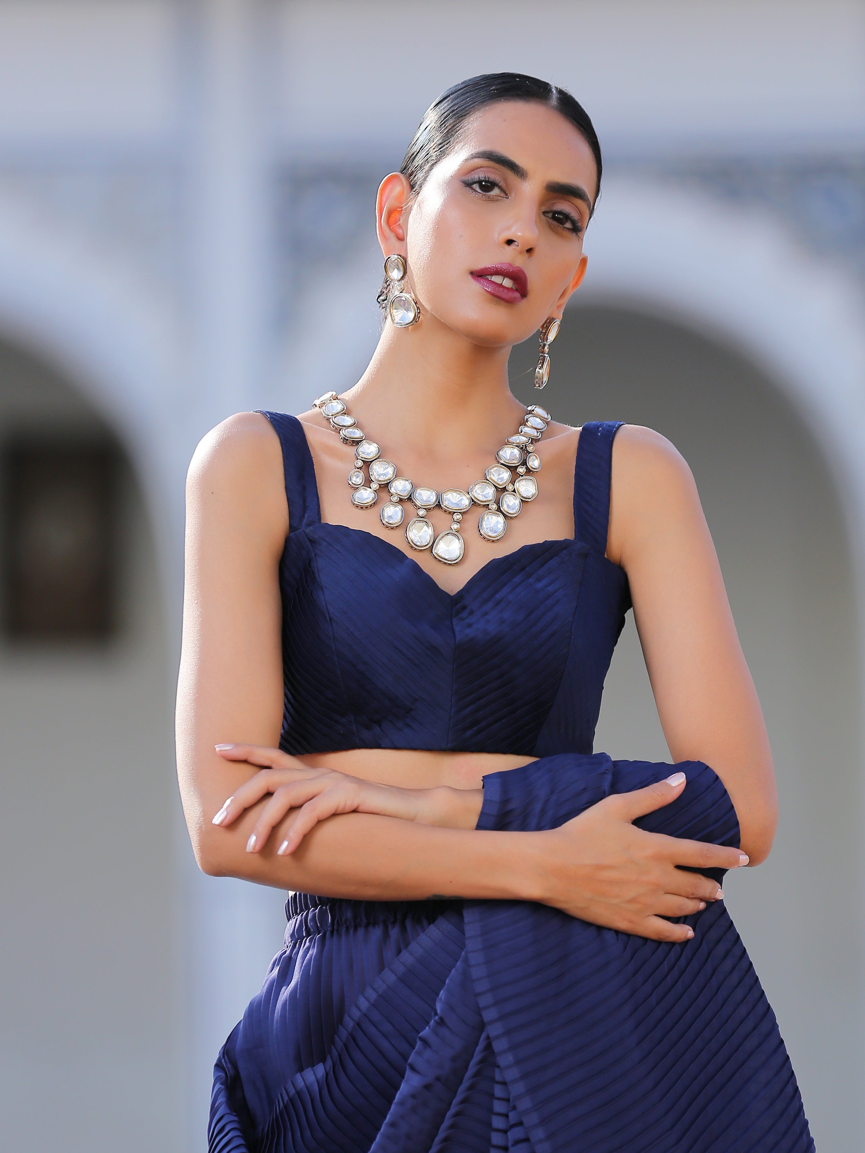 Royale leaf bustier blouse
