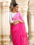 Auspicious Pink Chanderi Saree With Blouse Fabric