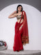 SET | Red Shimmer & Shine Chiffon Saree with Bronze Sequin Bustier - 2 Piece